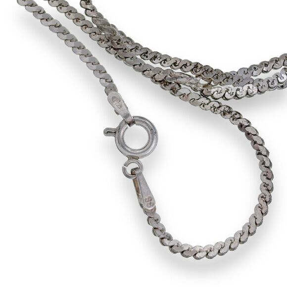 Braided Serpentine S-Link Necklace | Vintage Estate Sterling Silver 925 | 18" - Picture 3 of 4